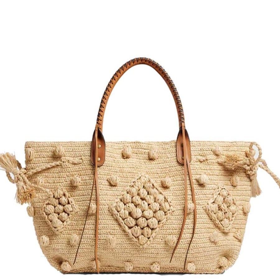 Gérard Darel Sac Cabas 24 H Gerard Darel Raphia Beige Sac A Main Epaule