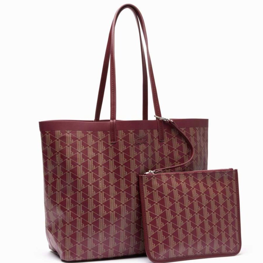 Lacoste Sac Shopping (M) Lacoste Zely Monogramme Bordeaux Sac Shopping