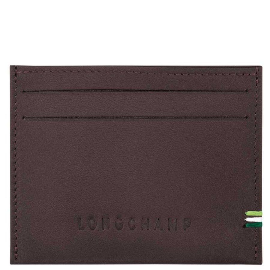 Longchamp Porte-Cartes En Cuir Longchamp Sur Seine Marron Porte-Cartes