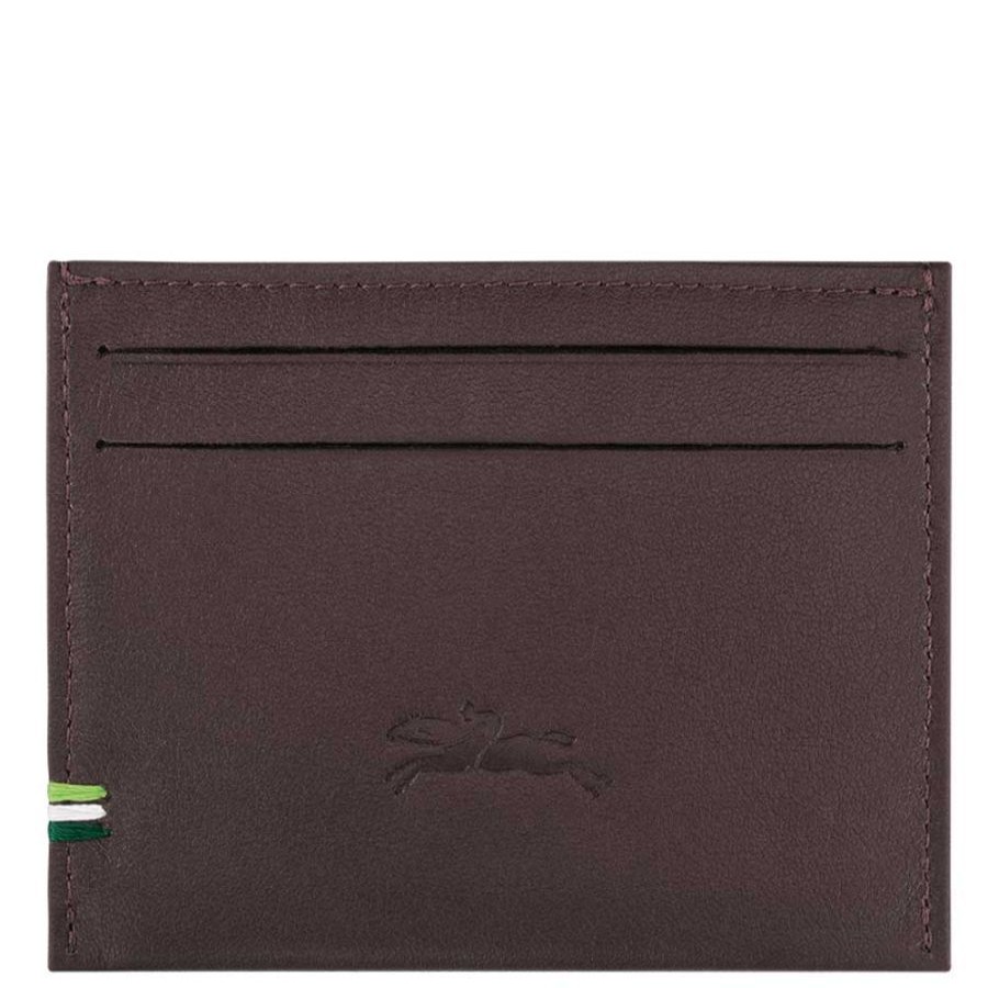 Longchamp Porte-Cartes En Cuir Longchamp Sur Seine Marron Porte-Cartes