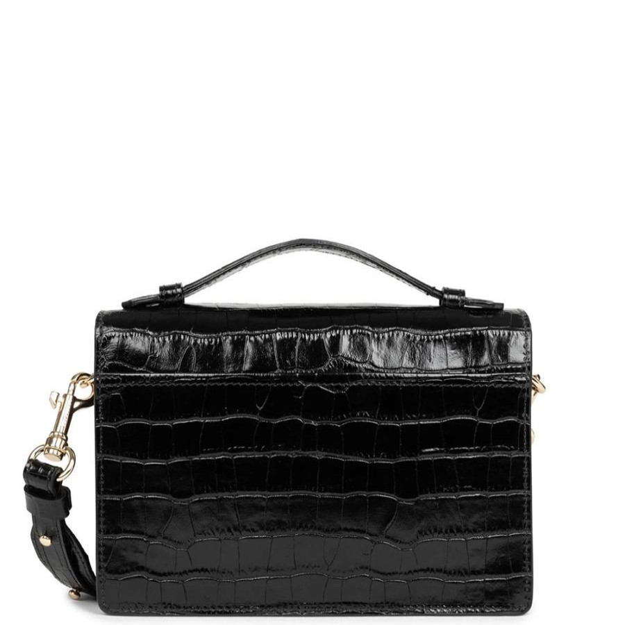 Lancaster Sac Bandouliere Lancaster Zoe Croco Noir Zoe X Lancaster