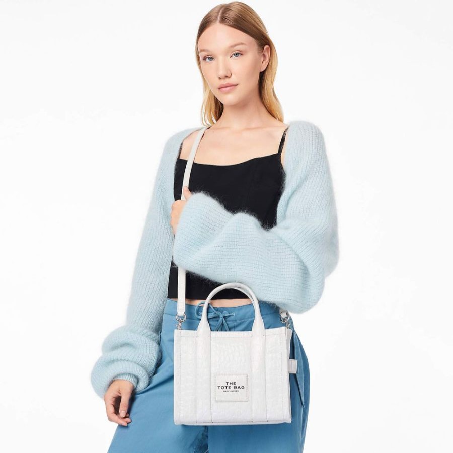 Marc Jacobs The Croc-Embossed Mini Tote Bag Marc Jacobs Blanc Sac A Main