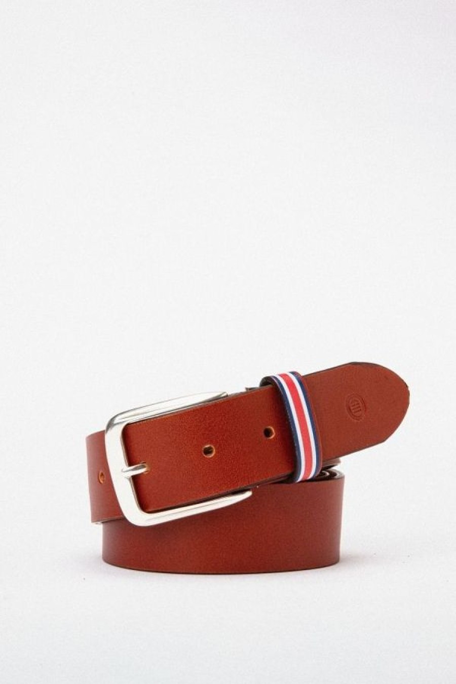 Serge Blanco Ceinture Cuir 115 Cm Serge Blanco Detail Tricolore Cognac Cognac Ceinture 1 Boucle