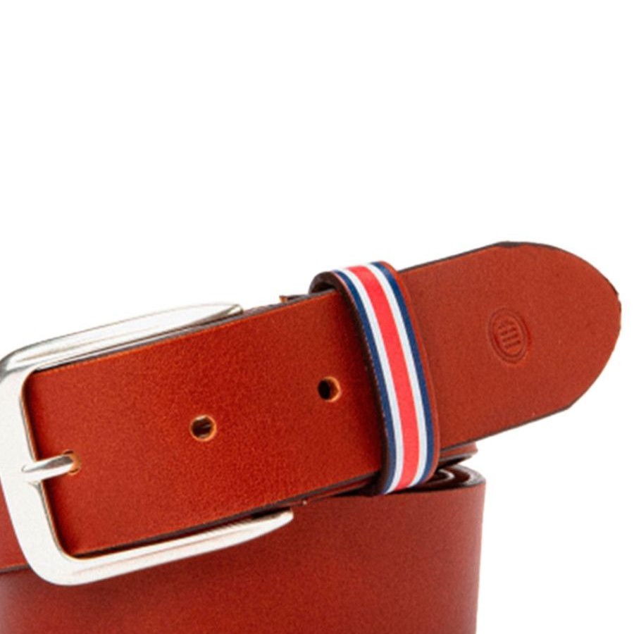 Serge Blanco Ceinture Cuir 115 Cm Serge Blanco Detail Tricolore Cognac Cognac Ceinture 1 Boucle