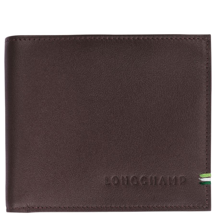 Longchamp Porte-Cartes Cuir Longchamp Sur Seine Marron Portefeuille