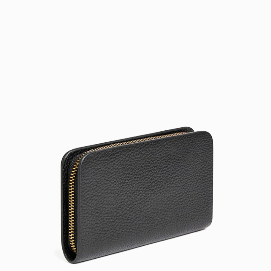 Gérard Darel Portefeuille Gerard Darel Wallet Cuir Graine Interieur Metallise Noir Portefeuille